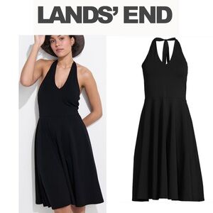 NWT Lands’ End Women's Halter Knee Length Dress in Black Sz XS
